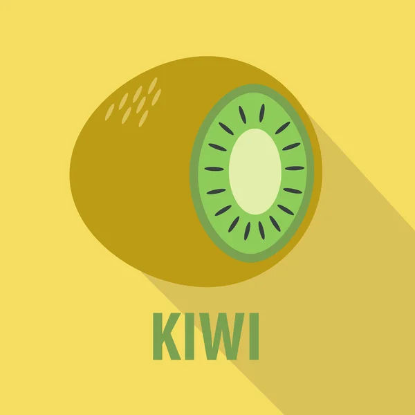 Icono Kiwi de diseño plano con largas sombras — Archivo Imágenes Vectoriales