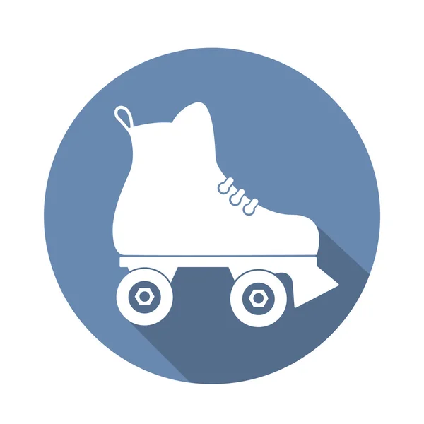 Rolschaatsen pictogram met een lange schaduw op witte — Stockvector