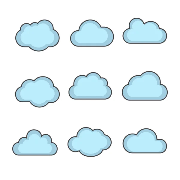 Ensemble de formes de cloud vectoriel, icônes cloud pour le cloud computing pour le web — Image vectorielle