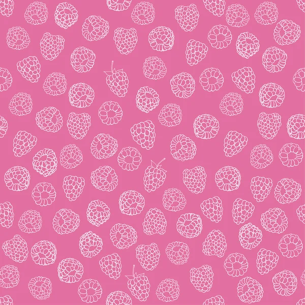 Seamless pattern of delicious ripe raspberries — Stock Vector