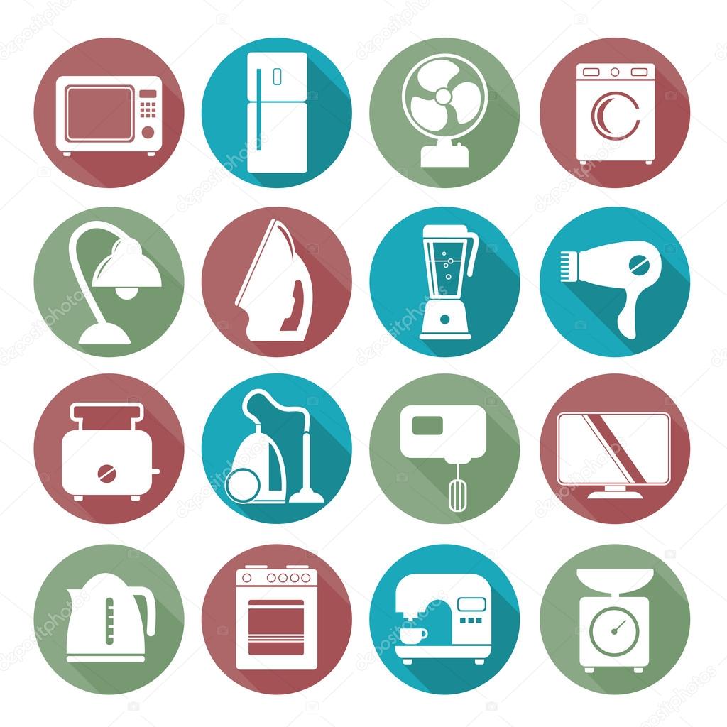 Set of household appliances icons