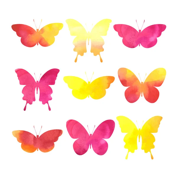 Ensemble de papillons aquarelle — Image vectorielle