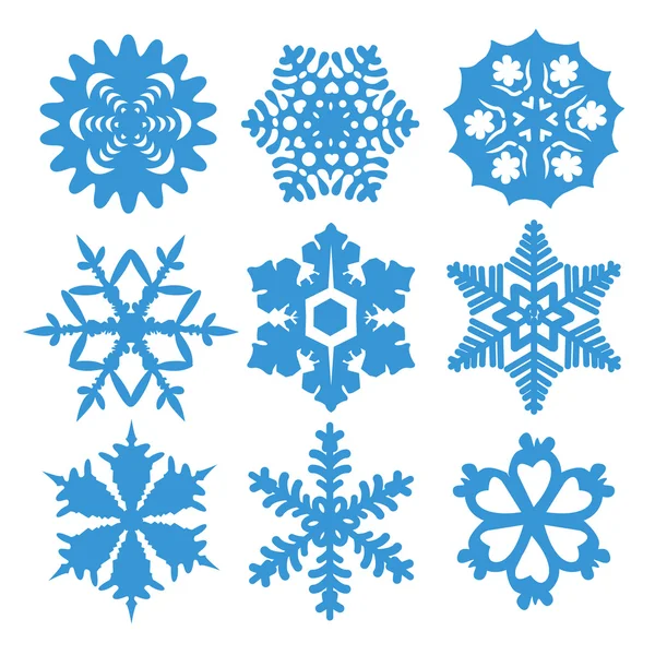 Conjunto de iconos de copo de nieve, ilustración vectorial sobre fondo blanco — Vector de stock