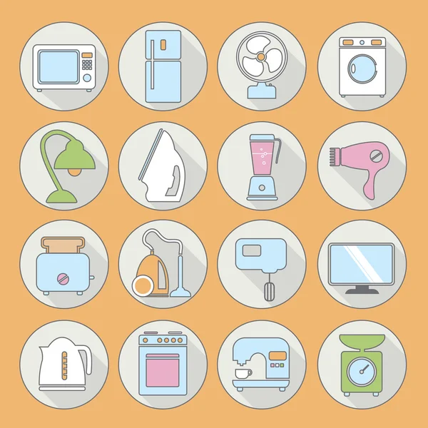 Ensemble d'icônes d'appareils ménagers — Image vectorielle