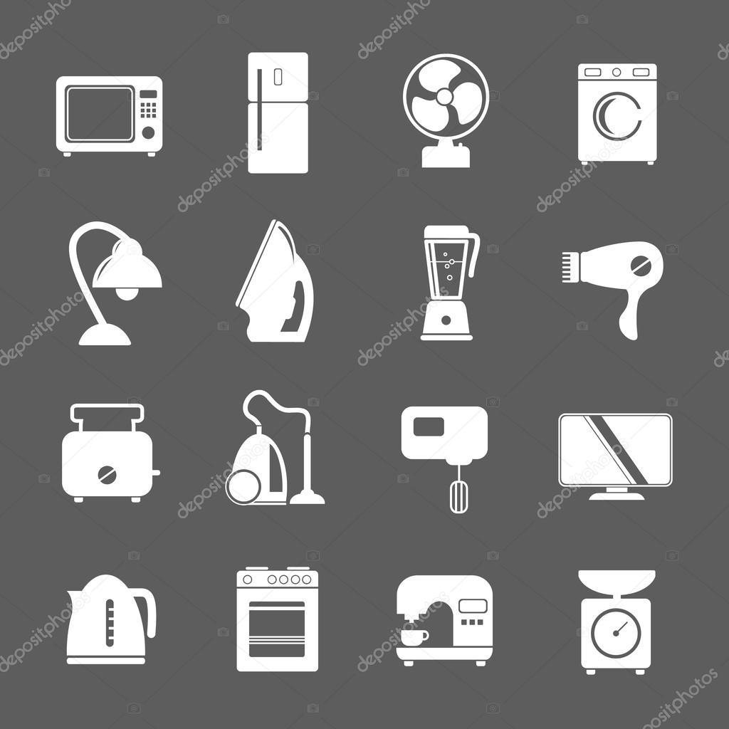 set of household appliances flat icons with a washing machine st