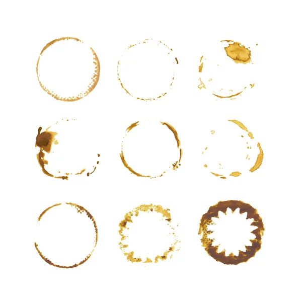 Cercles de taches de café — Image vectorielle