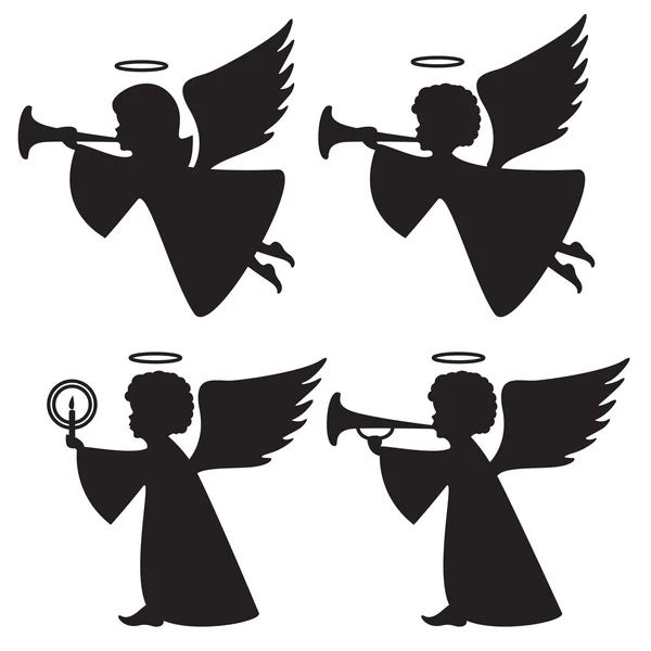 Siluetas de ángeles — Vector de stock