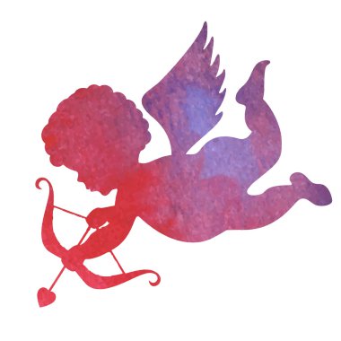bir angel.watercolor resim beyaz b suluboya silüeti