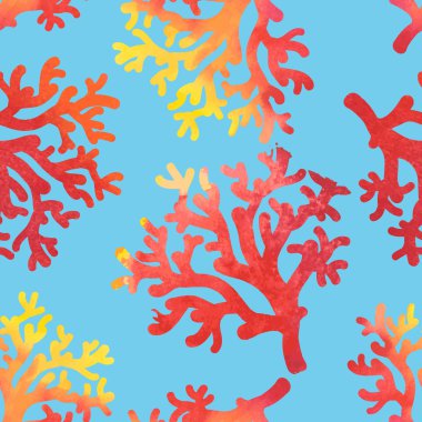 Dekoratif suluboya mercan el çekilmiş