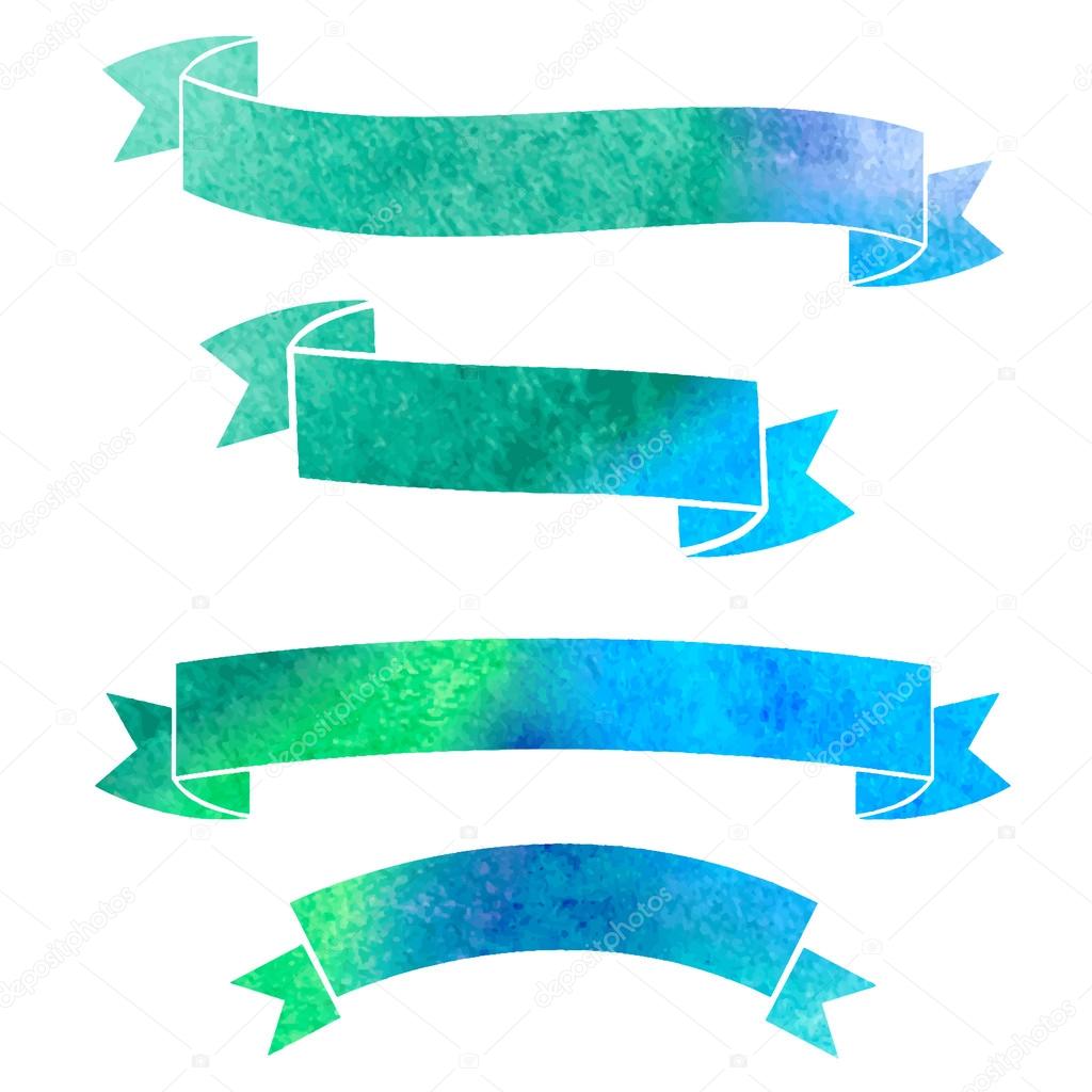 vector watercolor colorful ribbons banners