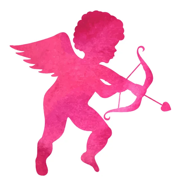 Aquarel silhouet van een angel.watercolor schilderij op witte b — Stockvector