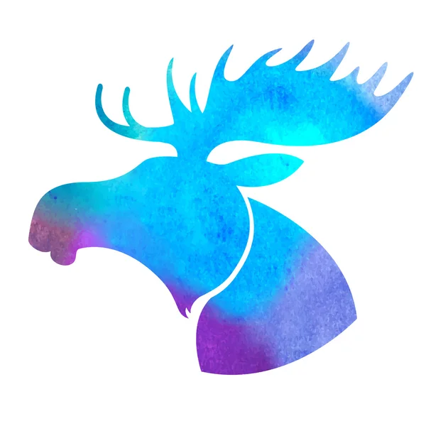 Moose head.Watercolor silhouette — Stock Vector