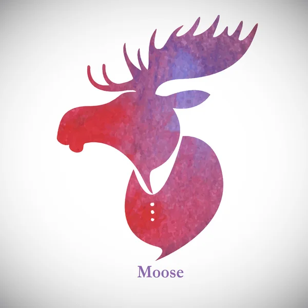 Moose head.Watercolor siluet - Stok Vektor