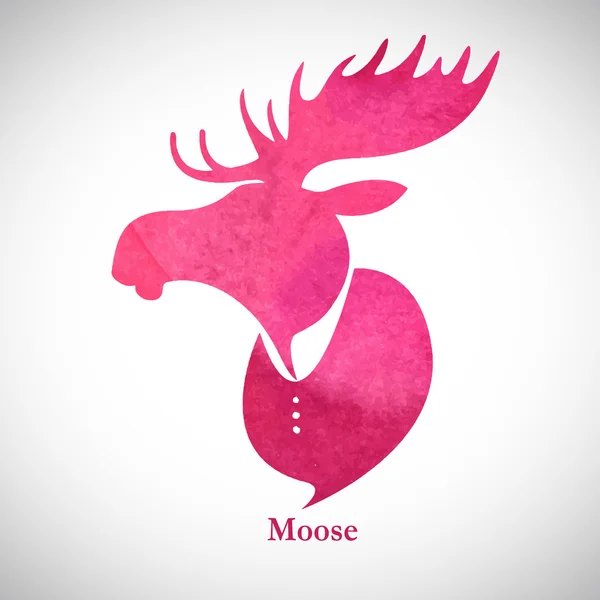 Moose head.Watercolor siluet - Stok Vektor