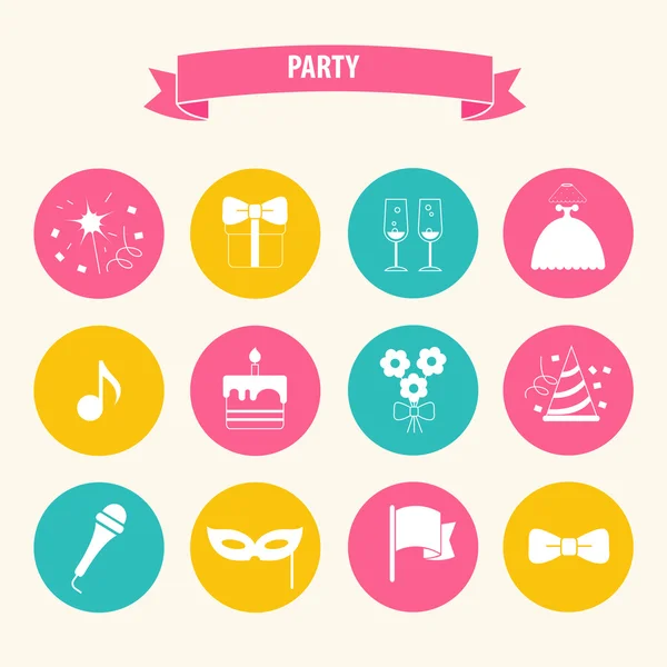 Party und Feier Ikone set.vector Silhouette Illustration — Stockvektor