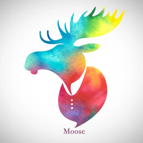 Moose head.Watercolor silhouette — Stock Vector