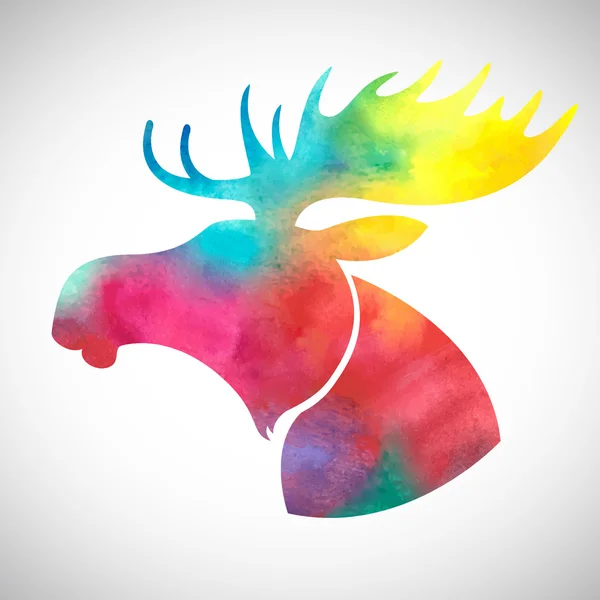ムースの頭部。水彩のシルエット — ストックベクタ