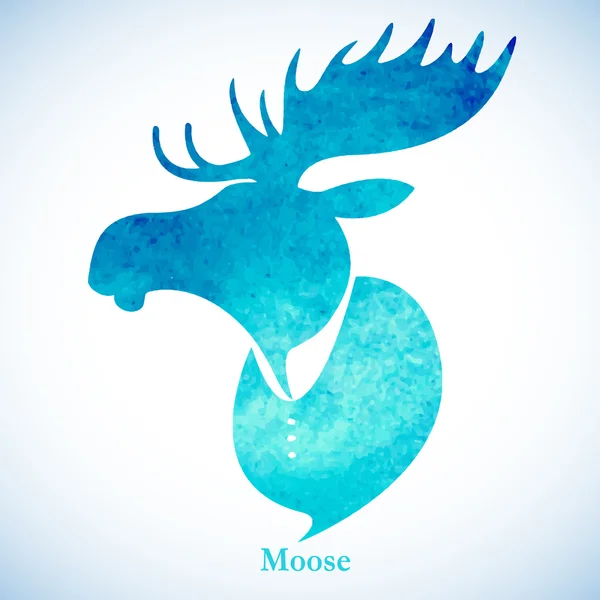Moose head.Watercolor silhouette — Stock Vector