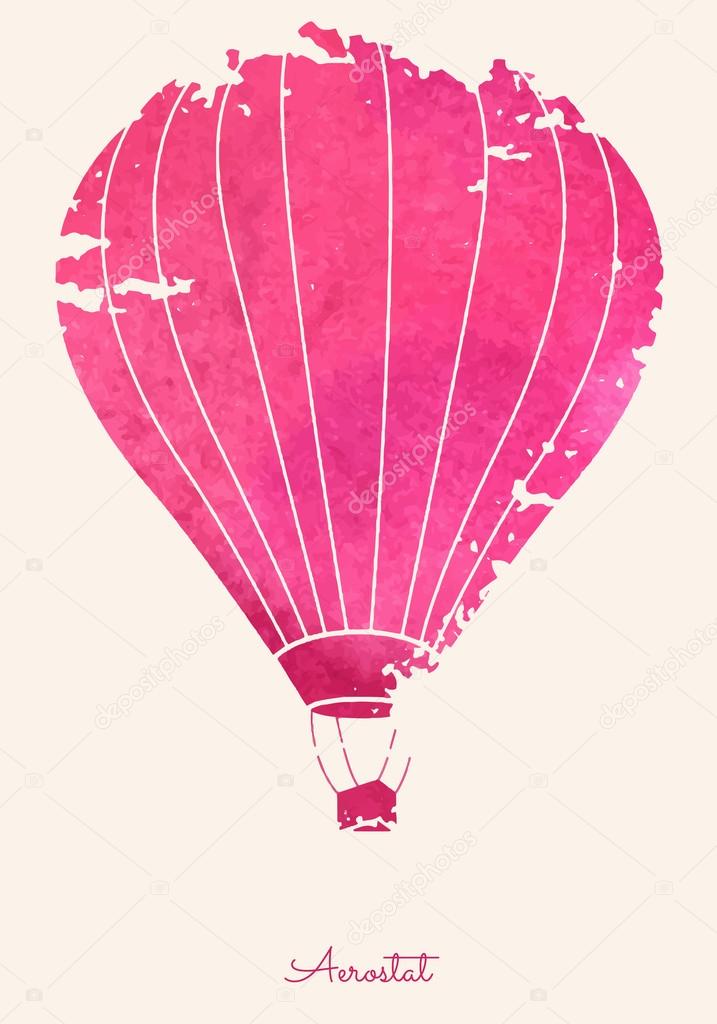 Watercolor vintage hot air balloon.Celebration festive background with balloons.Perfect for invitations,posters and cards