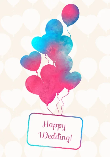 Tarjeta de globos de acuarela con patrón sin costuras de globos. Fondo festivo de celebración — Vector de stock
