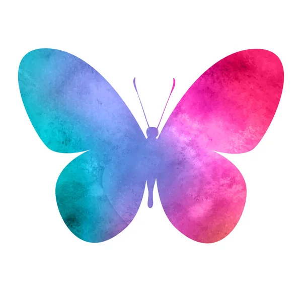 Colorful pink-red watercolor butterfly — Stock Vector