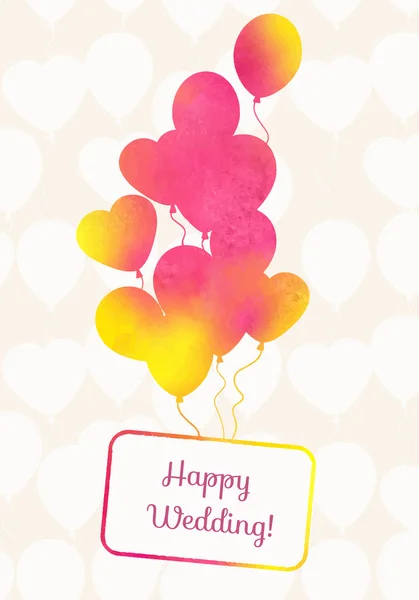 Carte de ballons aquarelle avec motif sans couture de ballons. — Image vectorielle