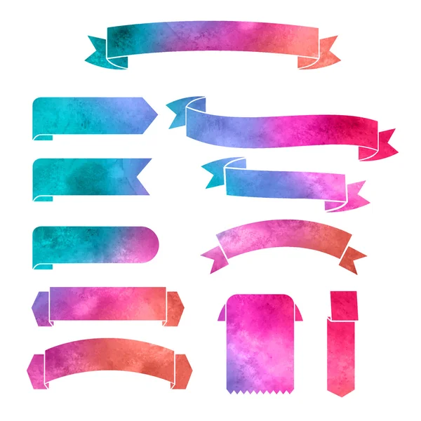 Vector watercolor colorful ribbons banners — Stock Vector