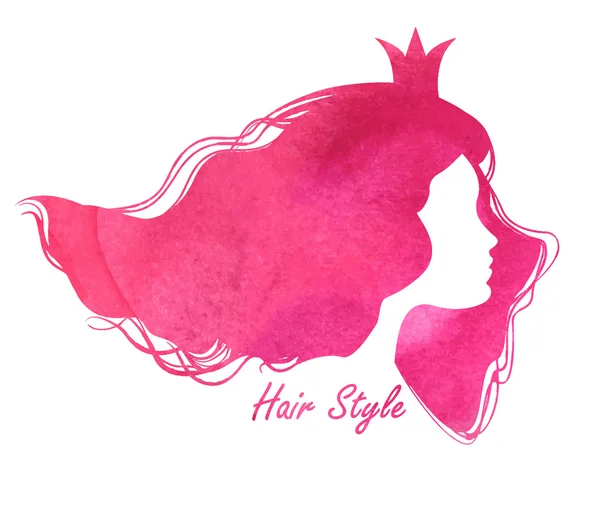 Sulu Boya hair.vector illüstrasyon kadın güzellik salon siluet kafa