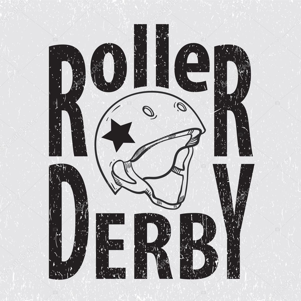 Roller derby helmet typography, t-shirt graphics, vectors