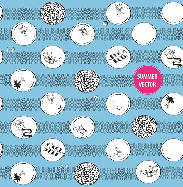 手 drawn_seamless_pattern_with_summer_doodles_Summer_time — 图库矢量图片