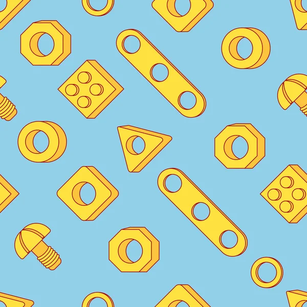 无缝模式: 螺钉和螺母。建筑五金: 螺栓、 螺母及垫片，孤立的向量元素为您的设计 — 图库矢量图片