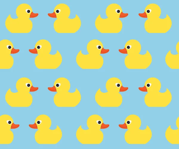 Seamless vector pattern with cute bright yellow ducks. Duck toy baby shower illustration. For cards, invitations,  backgrounds and scrapbooks, wallpapers — Stockvector