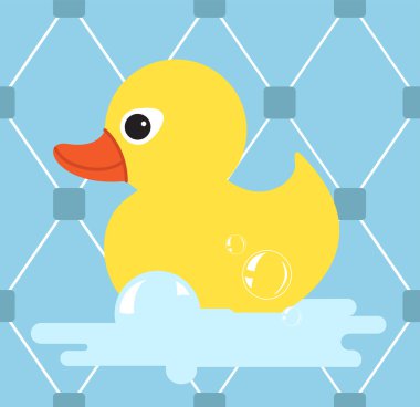 Lastik ördek simgesi. Sarı duck.vector illüstrasyon ile seamless modeli