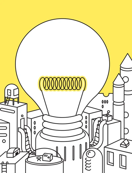 Gelecek şehir manzarası. Vektör bitmeyen arka plan binalar ile