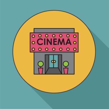 Sinema binası. Düz vektör çizim sinema evi. Simge