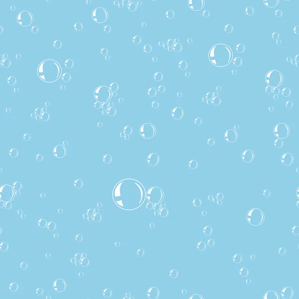 Bolla di sapone su sfondo blu. Schema senza soluzione di continuità. Illustrazione vettoriale — Vettoriale Stock