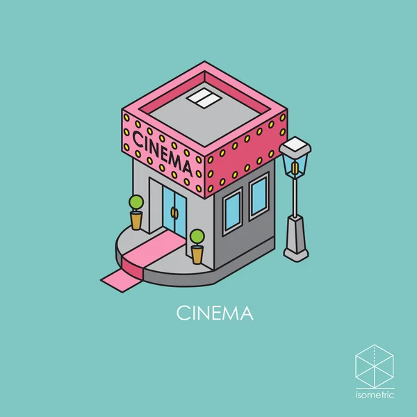 Icono de vector de color isométrico Cine — Vector de stock