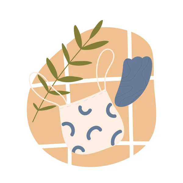 Модний Скребок Шавлії Тканинний Мішок Рослина Плитці Концепція Догляду Шкірою — стоковий вектор
