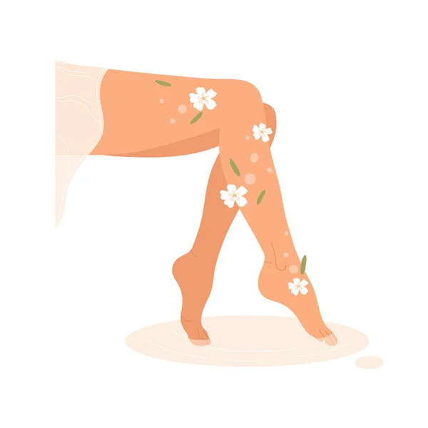 Spa Pédicure Femme Trempant Ses Pieds Dans Bol Spa Avec — Image vectorielle