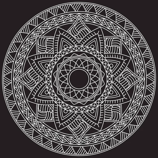 Black Mandala Linii Sztuki Czarno Białe Ilustracja Kolorowanki — Wektor stockowy