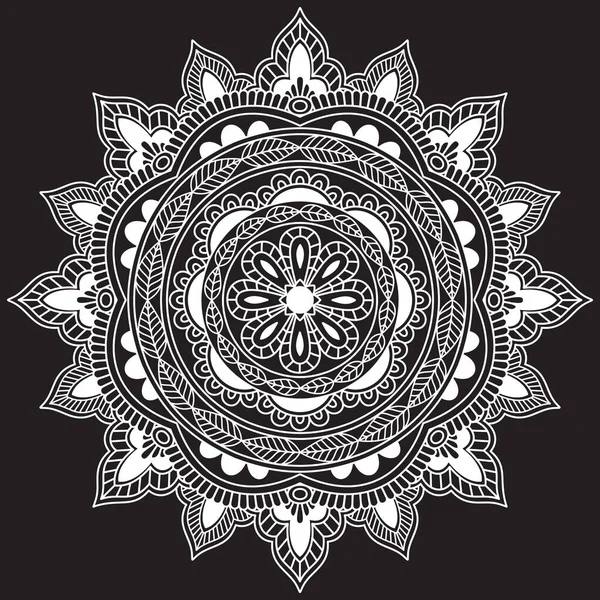 黑色曼达拉线艺术黑白彩绘插图 — 图库矢量图片
