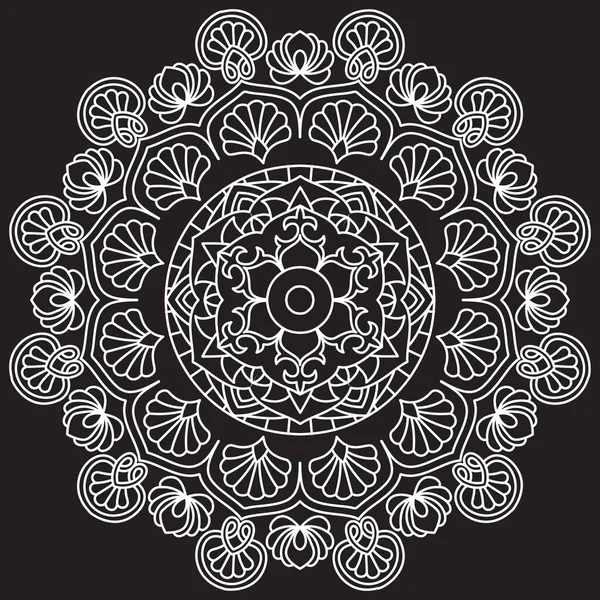 Black Mandala Line Art Black White Illustration Coloring — Stock Vector
