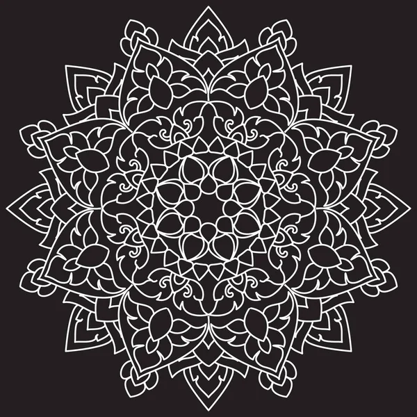 Preto Mandala Linha Arte Preto Branco Ilustração Para Colorir — Vetor de Stock