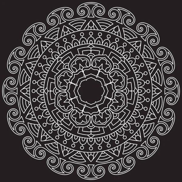 黑色曼达拉线艺术黑白彩绘插图 — 图库矢量图片