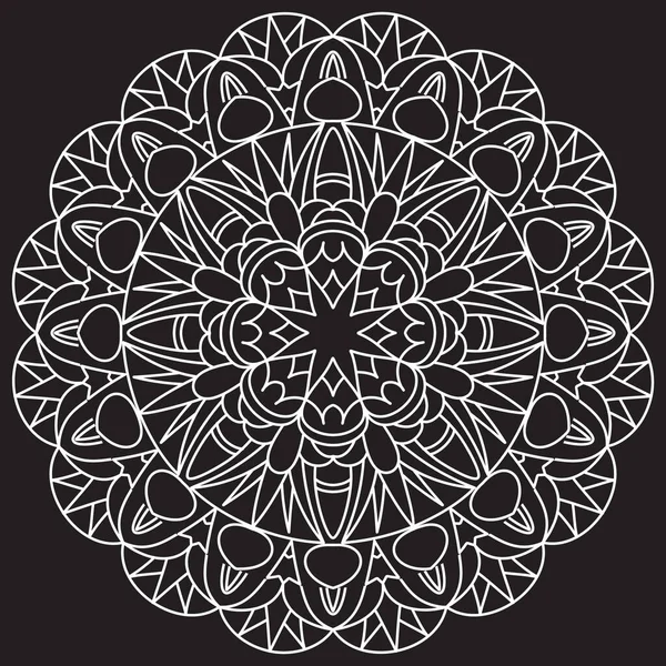 Black Mandala Line Art Black White Illustration Coloring — Stock Vector