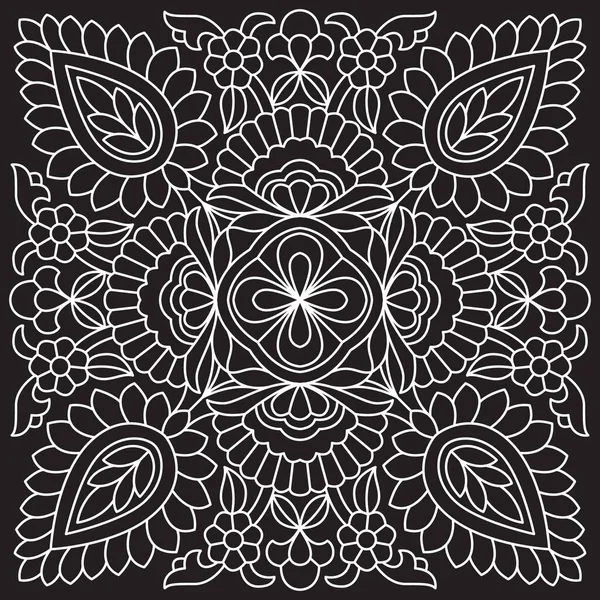 Black Mandala Line Art Black White Illustration Coloring — Stock Vector