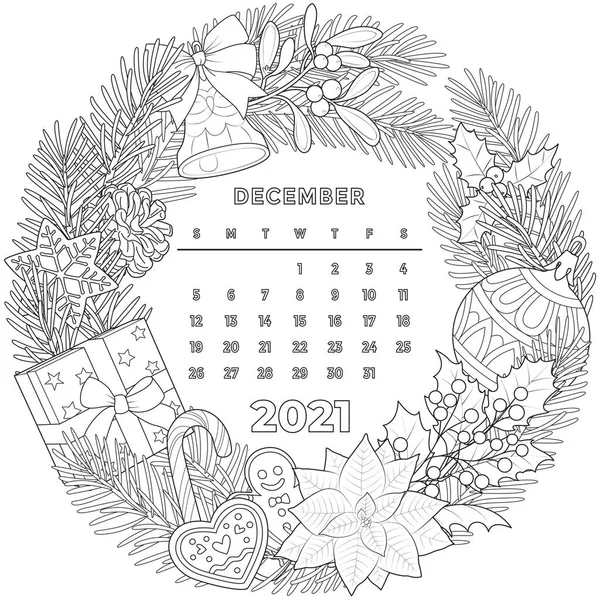 Грудень Календар 2021 Векторні Ілюстрації — стоковий вектор