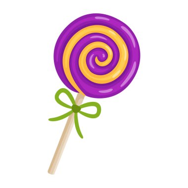 Colorful lollipop Hand drawn trendy flat vector style. festive decorative candy. Halloween, spooky October holiday. trick or treat night. for party invitation, poster, greeting card, sticker.