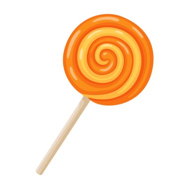 Cute Orange lollipop Hand drawn trendy flat vector style. festive decorative candy. Halloween, spooky October holiday. trick or treat night. for party invitation, poster, greeting card, sticker.