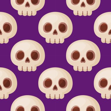 Halloween scull seamless pattern. Hand drawn trendy flat style. Cute Halloween pattern.spooky October holiday. Vector illustration